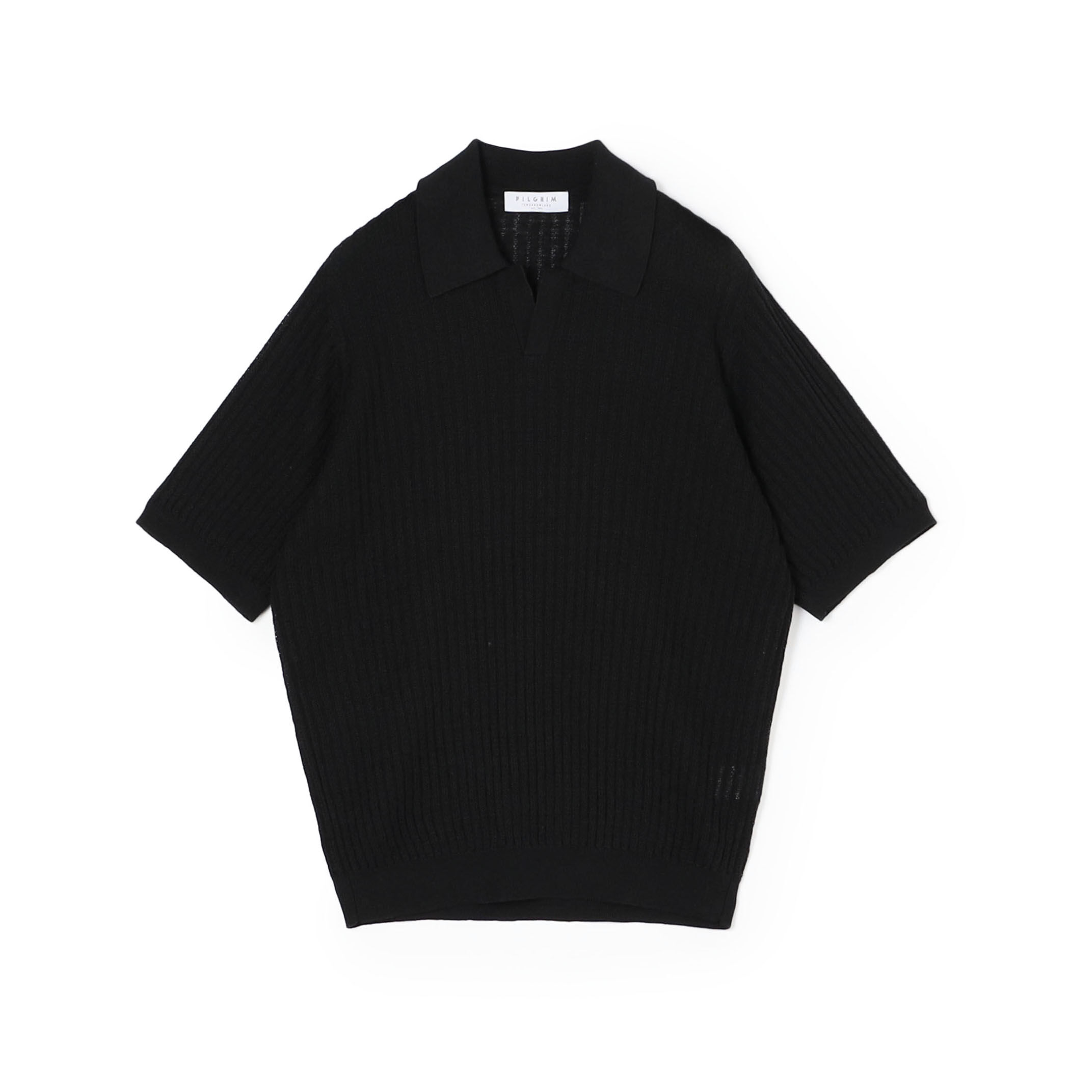 リネンコットンナイロンプレーティング スキッパーニット