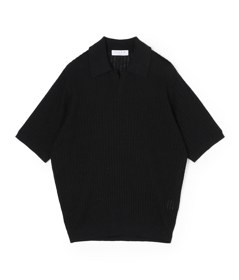 リネンコットンナイロンプレーティング スキッパーニット