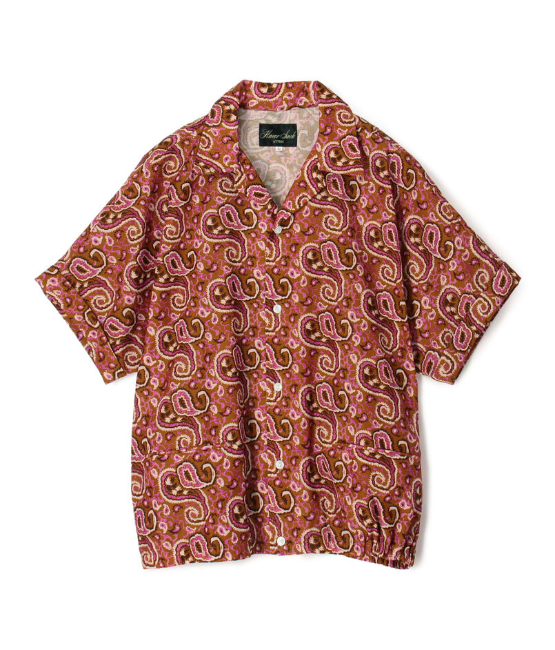 【別注】HAVERSACK ATTIRE ペイズリープリント オープンカラーハーフスリーブシャツ