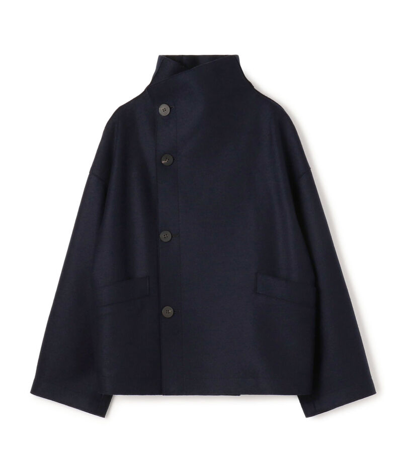 スムースプレスドウール スタンドカラーコート