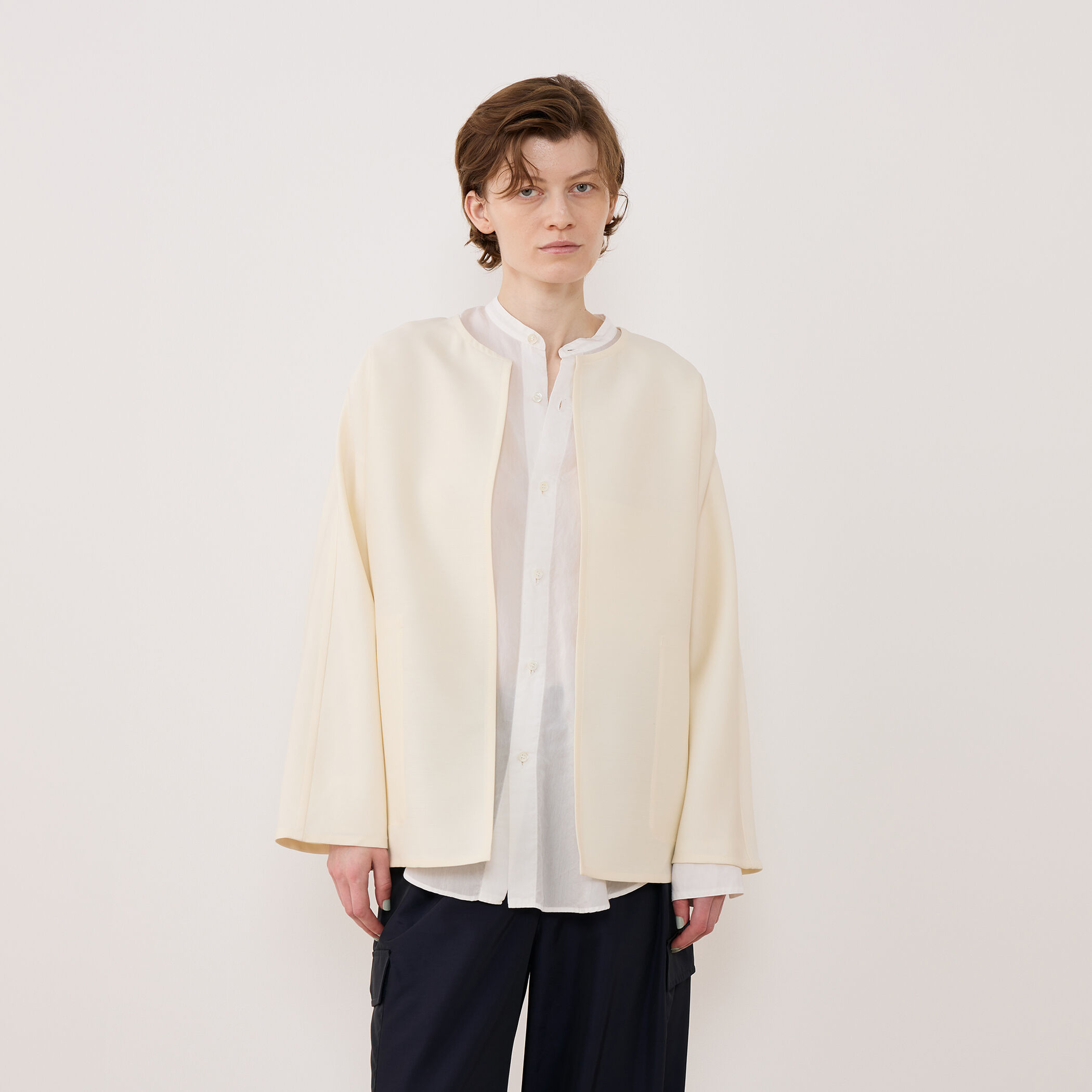 ウールシルクダブルクロス ドルマンスリーブジャケット