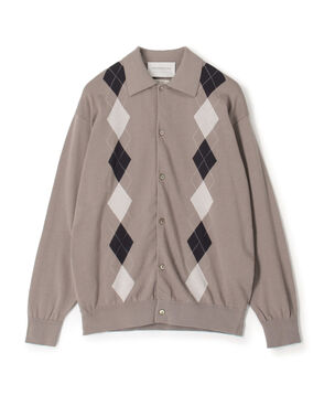 TOMORROWLAND tricot ギザコットン アーガイル柄 ポロカラーカーディガン