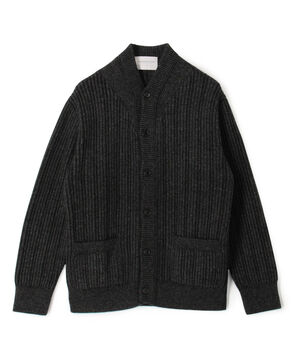 ウールカシミヤシルク リブVネックカーディガン