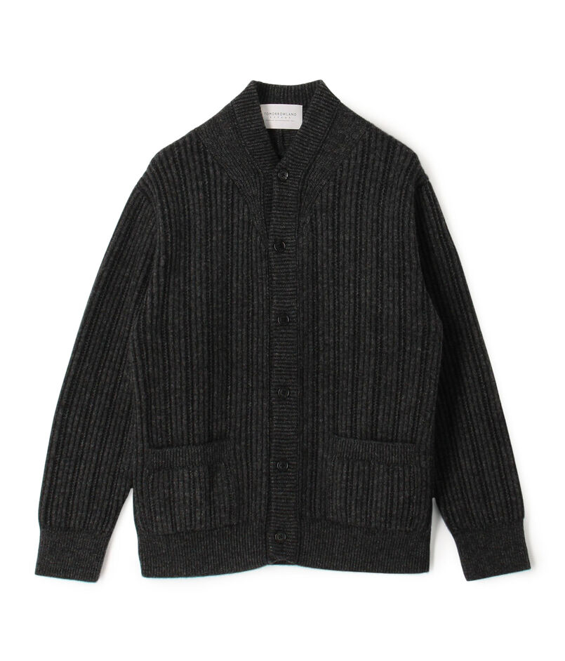 ウールカシミヤシルク リブVネックカーディガン