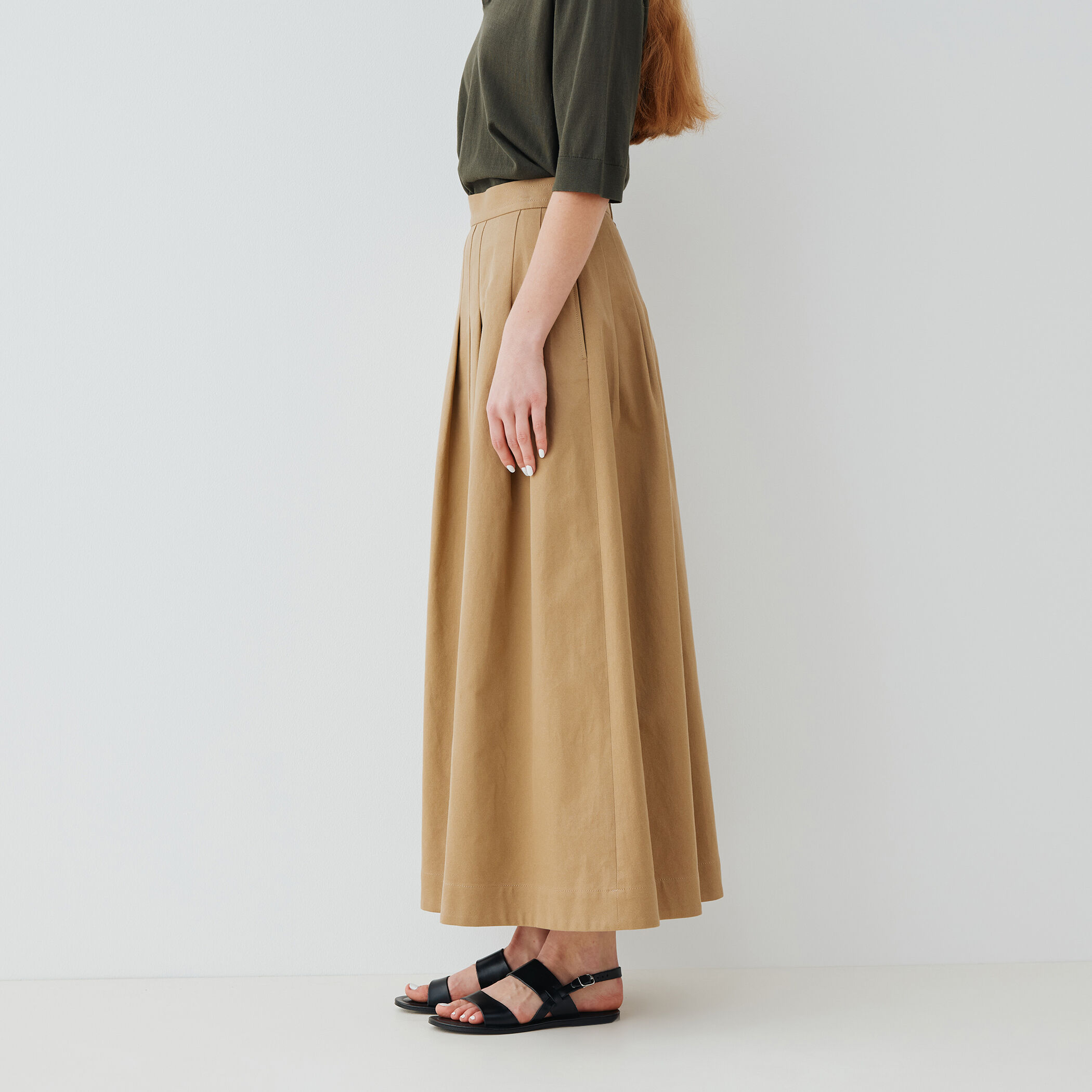 ノンマーセライズドコットン ランダムタックスカート