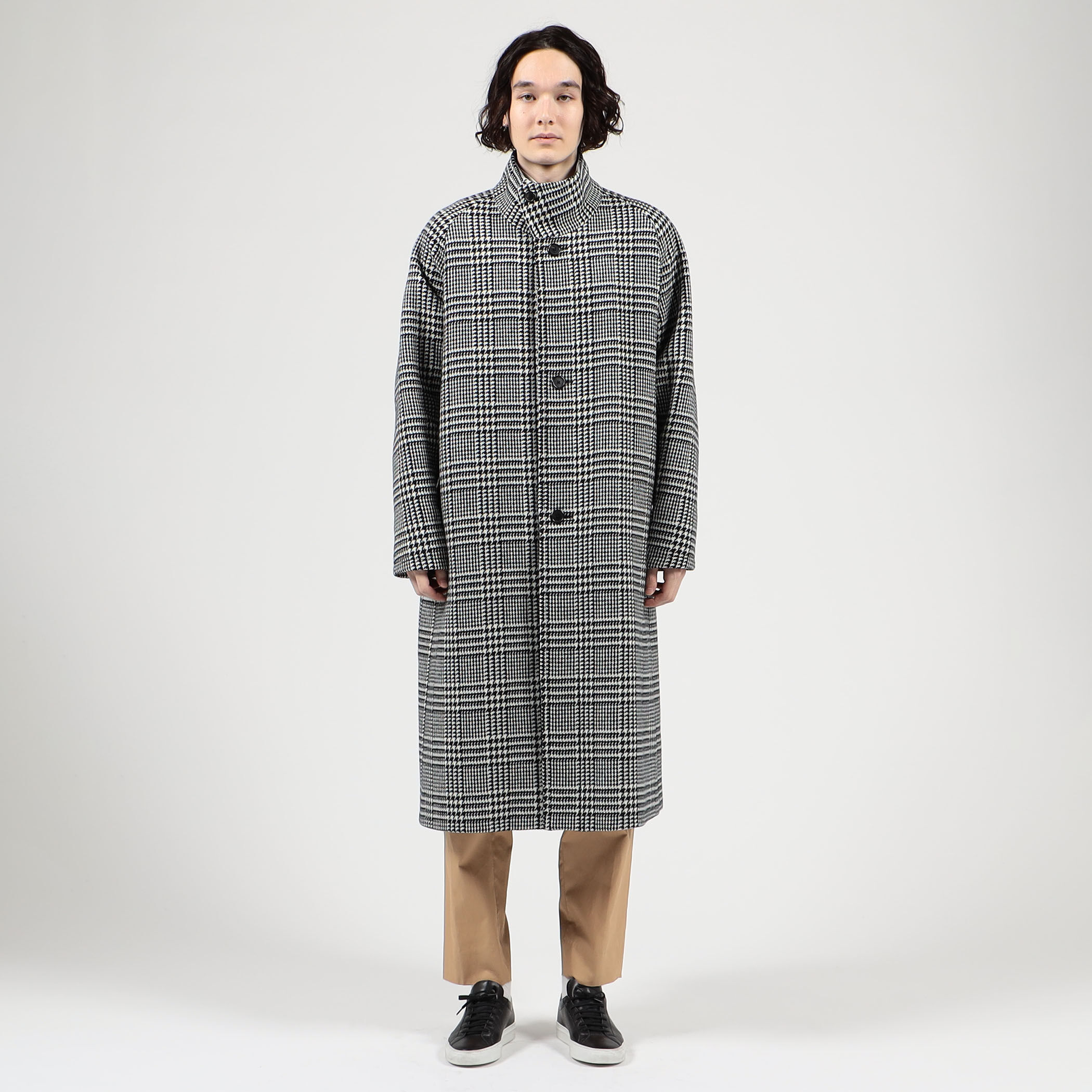 CABaN ウールダブルフェイス グレンチェックスタンドカラーコート
