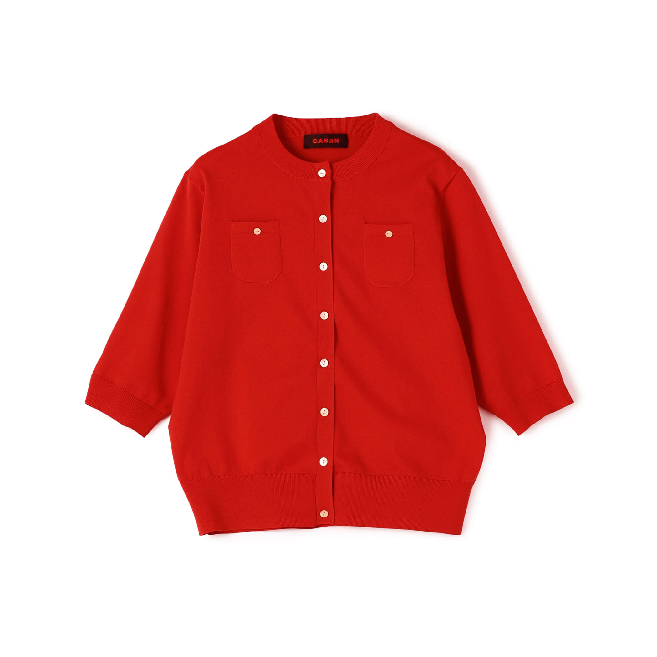 ファインポリエステル ハーフスリーブポケットカーディガン