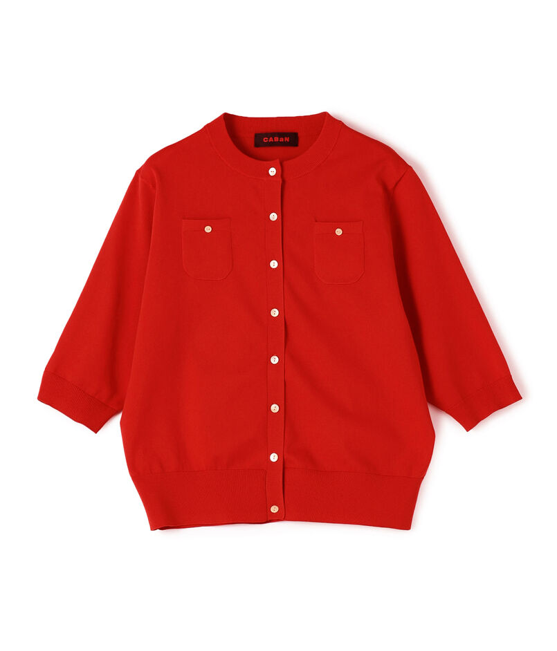 ファインポリエステル ハーフスリーブポケットカーディガン