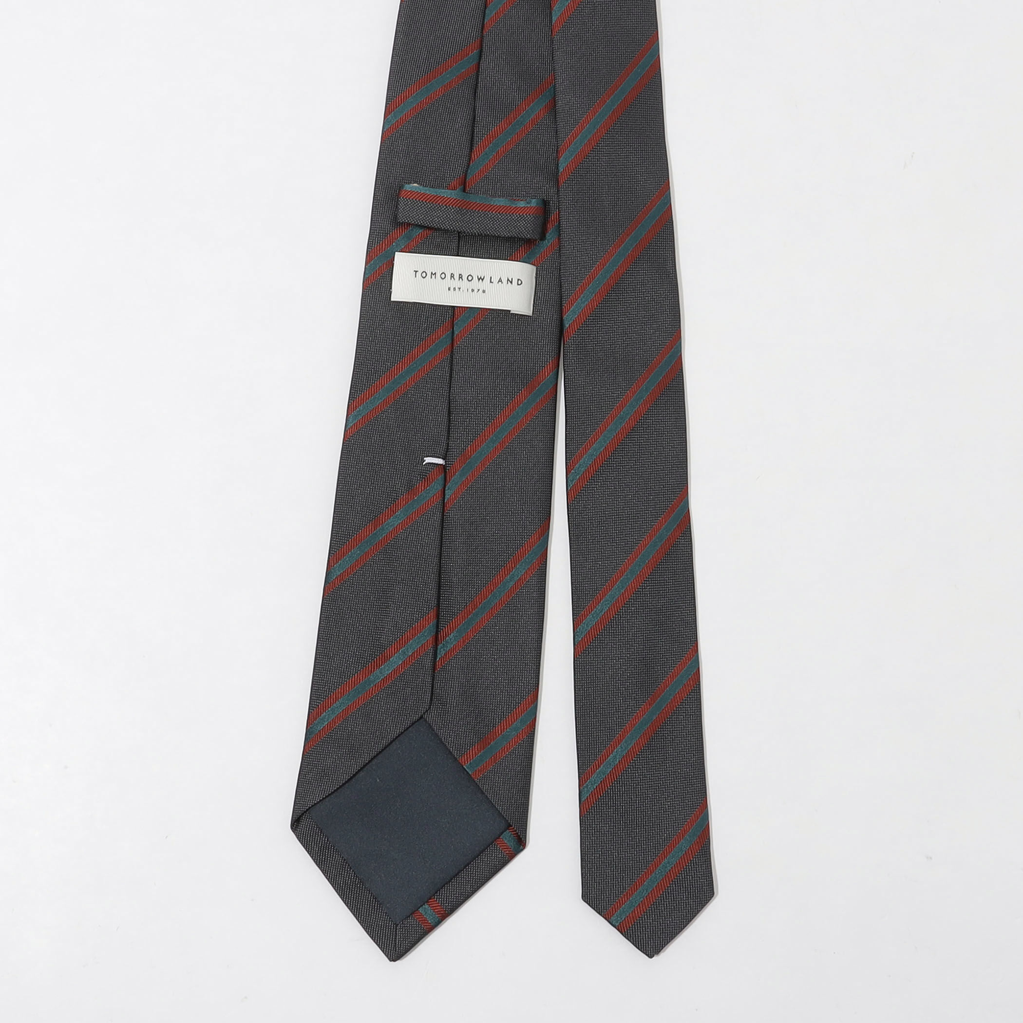 【極美品】TOMORROWLAND ネクタイ ストライプ ダークグレー ネイビー 極美品】TOMORROWLAND ネクタイ ストライプ ダークグレー
