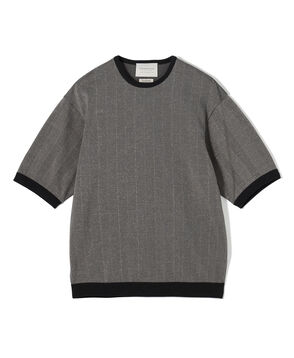 TOMORROWLAND tricot ヘリンボーン柄 コットンハーフスリーブ ニット
