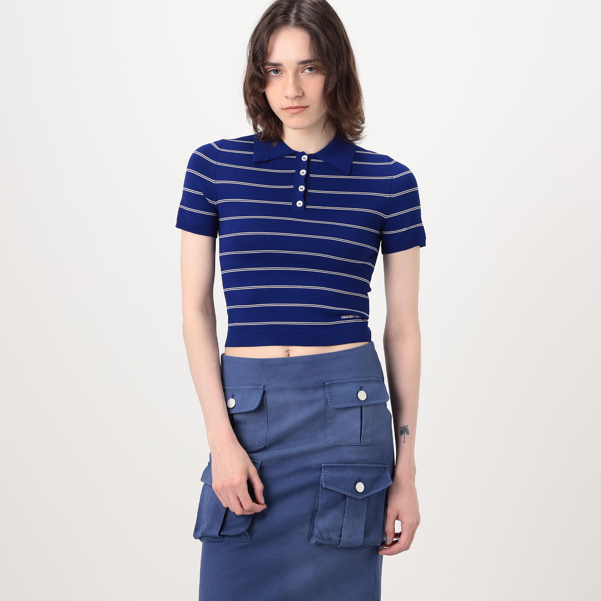 SHUSHU/TONG Striped Knit Polo ボーダー ポロニット