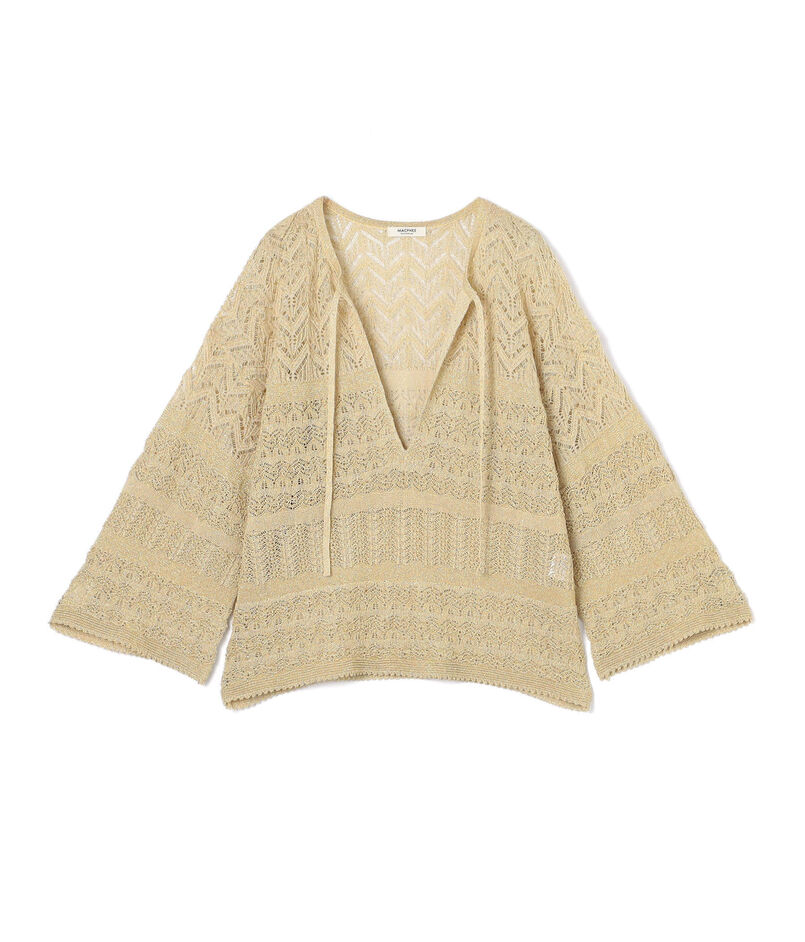 レーシーラメ キーネックプルオーバー