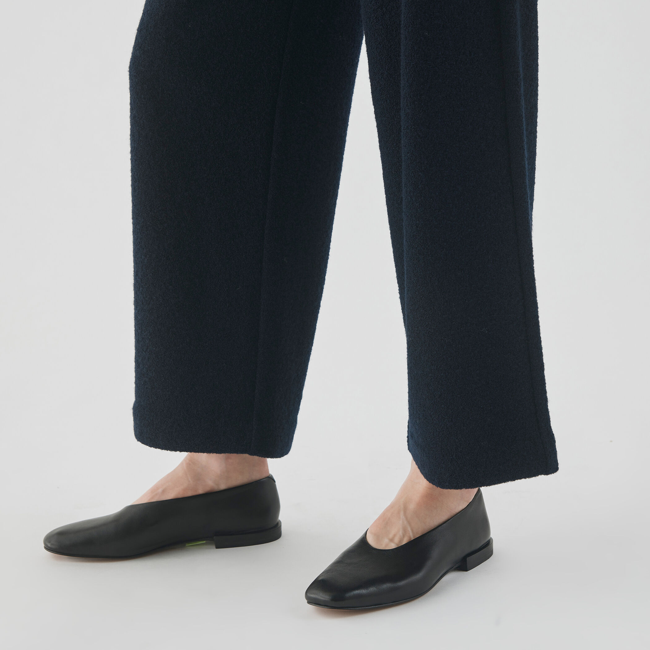 新品／GALERIE VIE ファインブークレー ワイドクロップドパンツ ファインブークレー イージーストレートパンツ