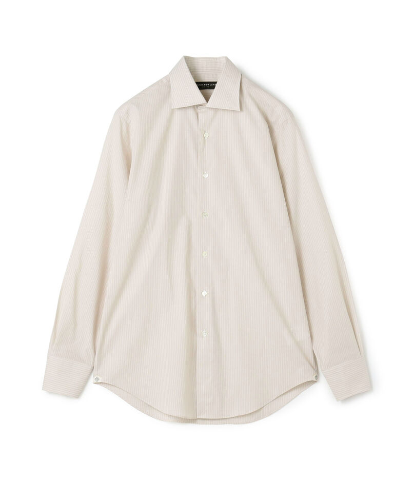 ■コットン ワイドスプレッドカラー ストライプドレスシャツ