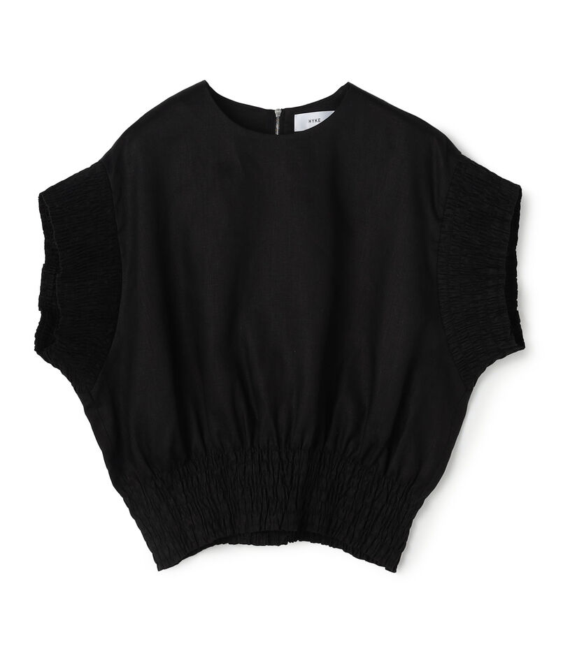 HYKE LINEN SHIRRED BLOUSE