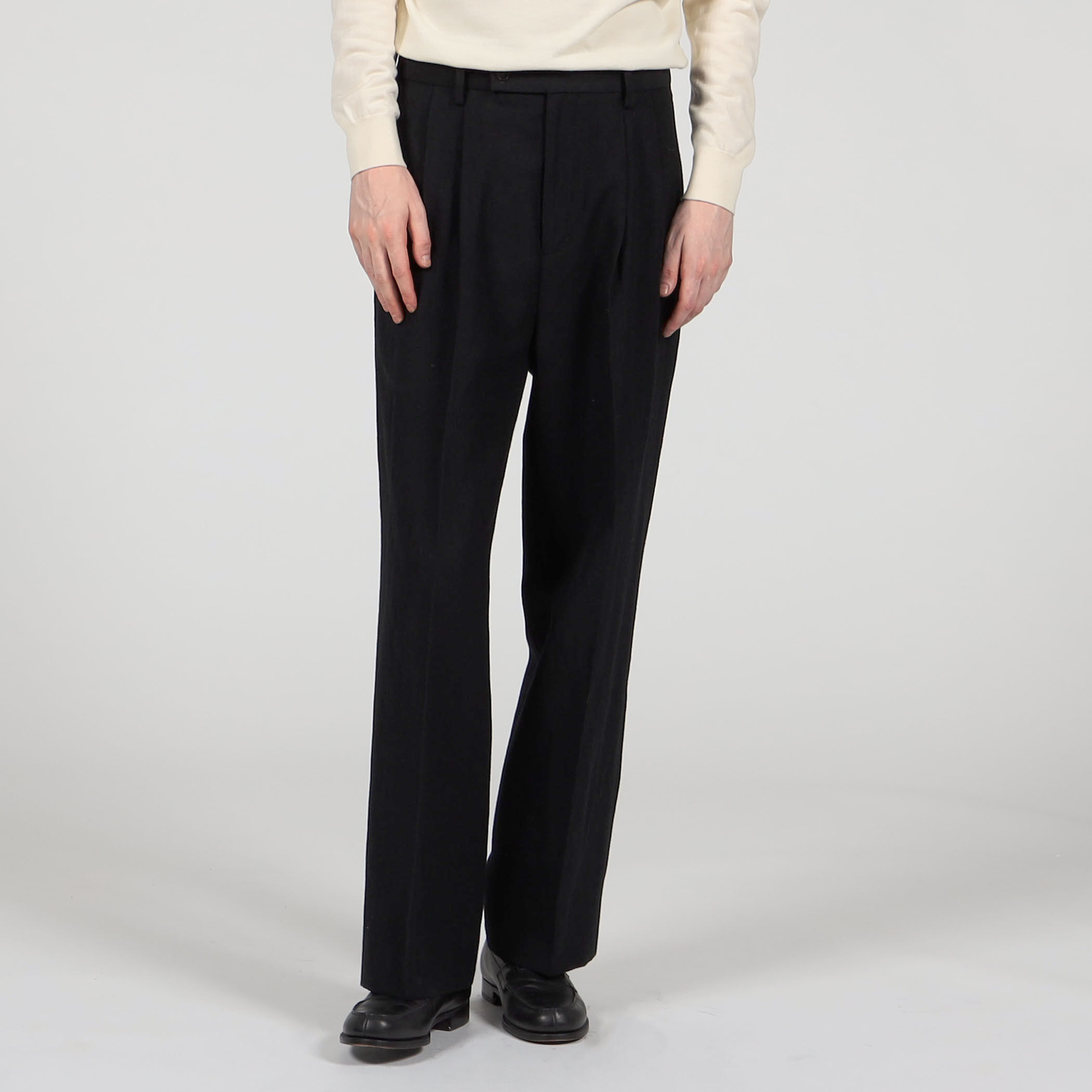 TOMORROWLAND コットンキュプラ 2タックワイドストレートスラックス