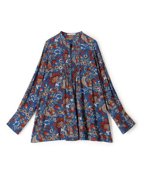 レーヨンプリント ピンタックブラウス