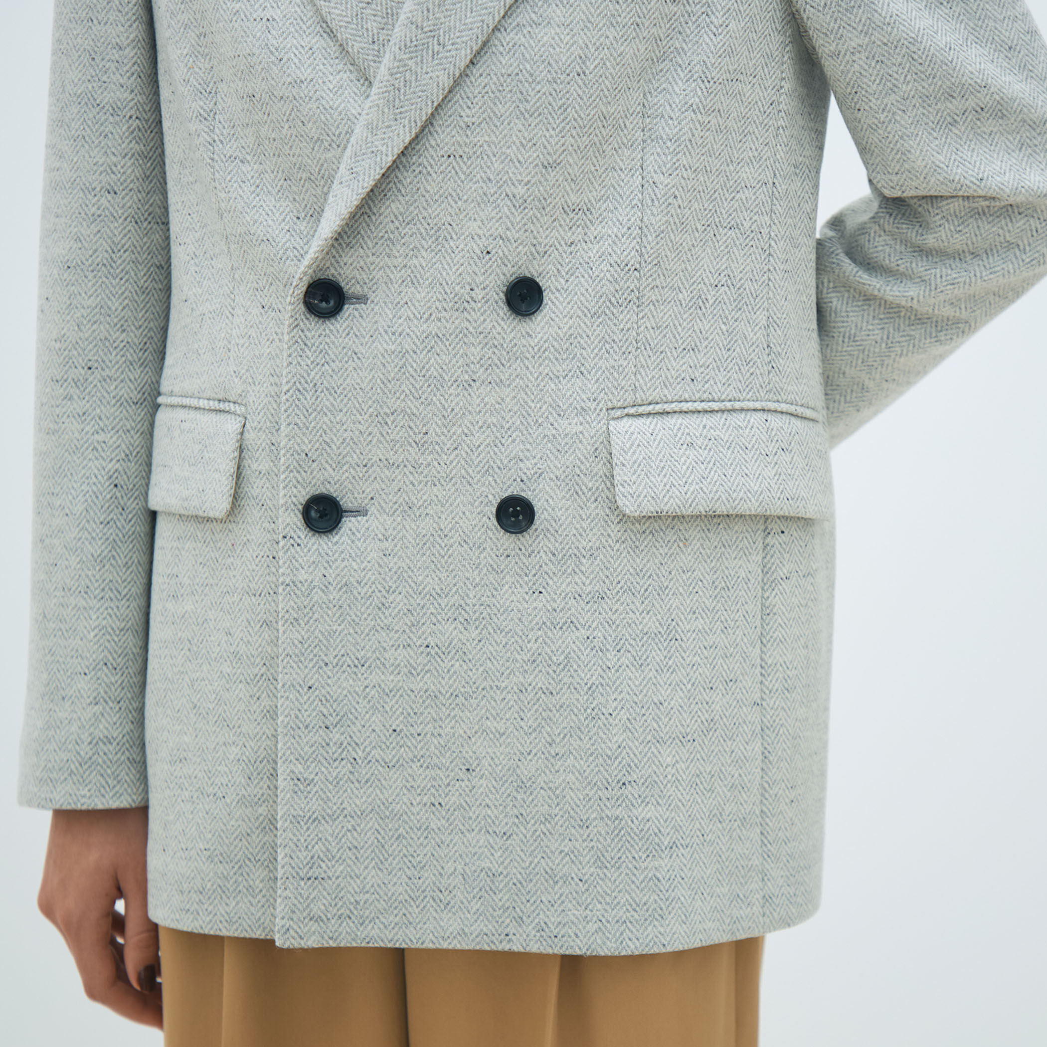 美品✨マカフィー ヘリンボーンダブルブレストウールジャケット グレー 36 DOUGLAS ダブルブレストジャケット｜トゥモローランド 公式通販