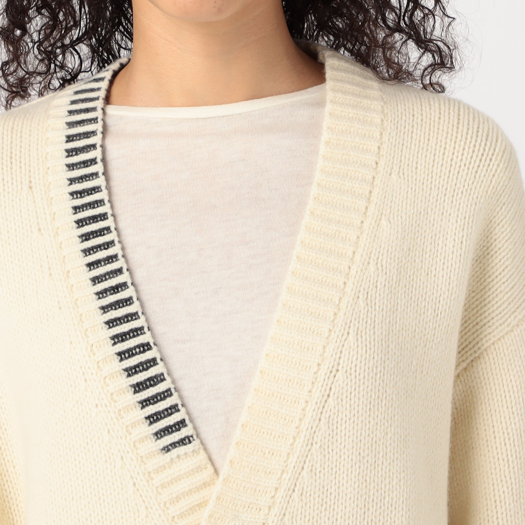 パーシャルストライプ Vネックカーディガン｜トゥモローランド 公式通販