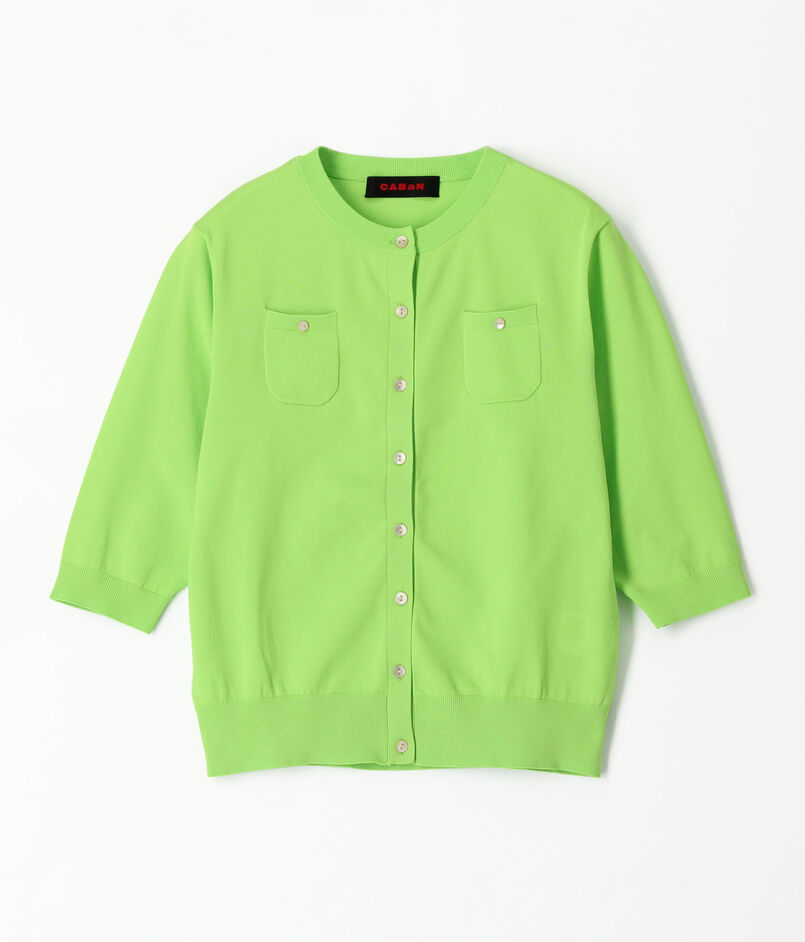 ファインポリエステル ハーフスリーブポケットカーディガン