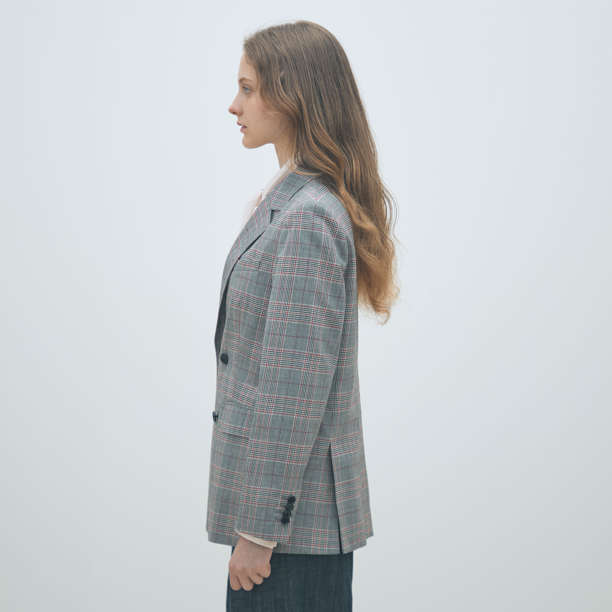 ドゥーズィエムクラス　【美品】ウールチェックダブルジャケット ドゥーズエムクラス ウールチェックダブルジャケット