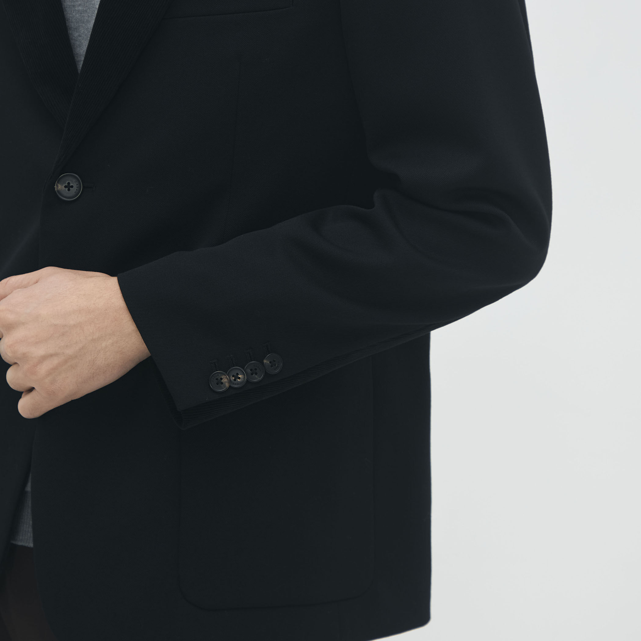 ウールギャバジン コーデュロイラペルテーラードジャケット