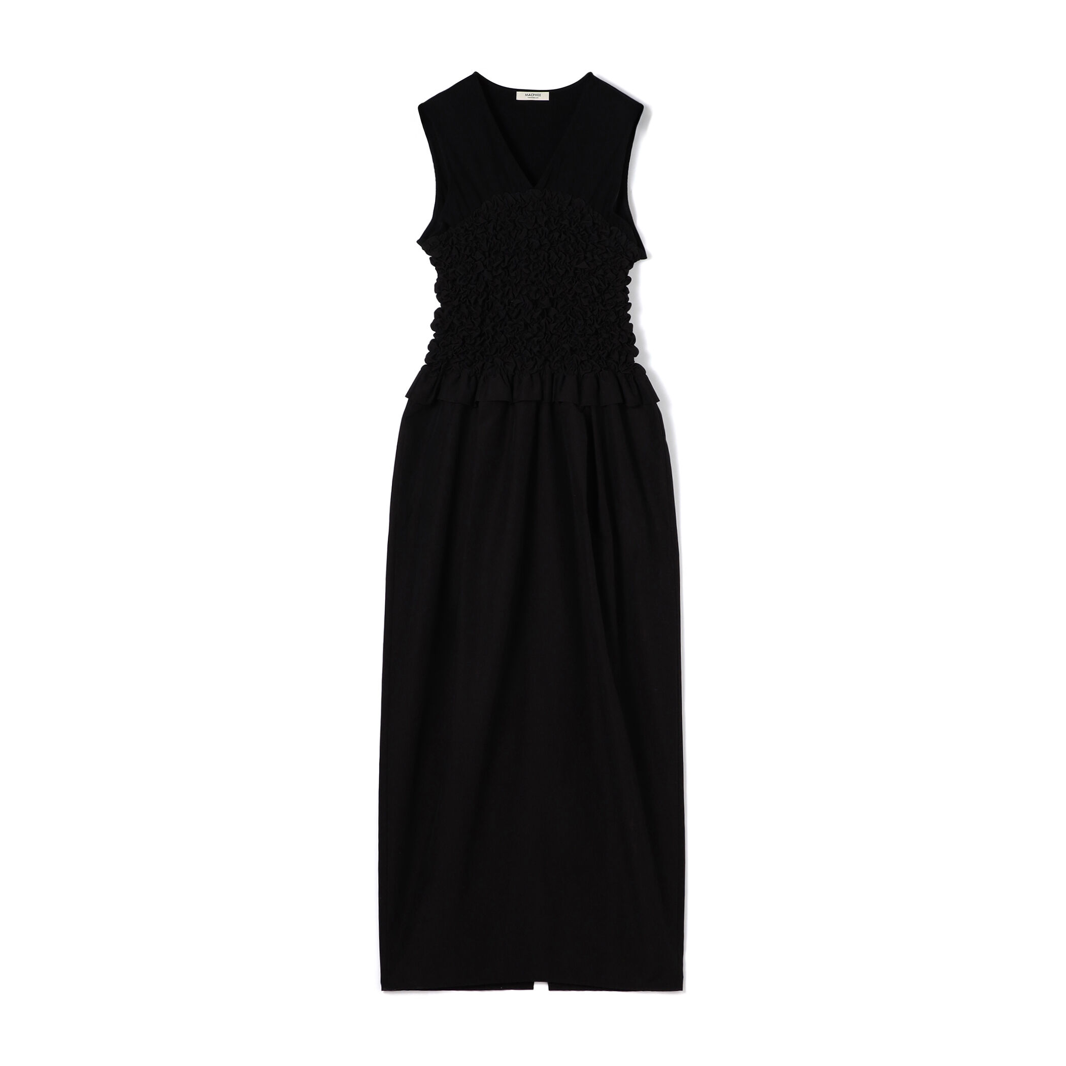 CELERI Vネックワンピース ブラック 38 フリルコンビ Vネック