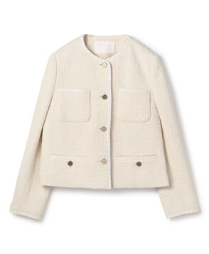 スラブコットンツイード Vクルーネックジャケット