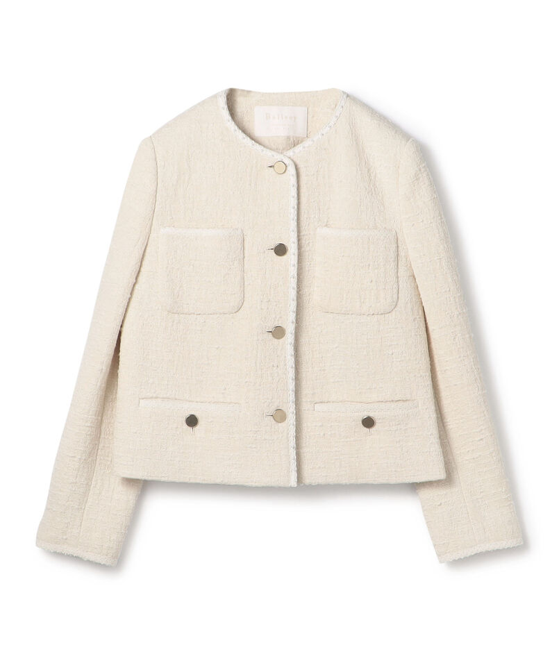 スラブコットンツイード Vクルーネックジャケット
