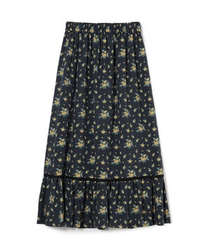 レーヨンプリント ティアードマキシスカート