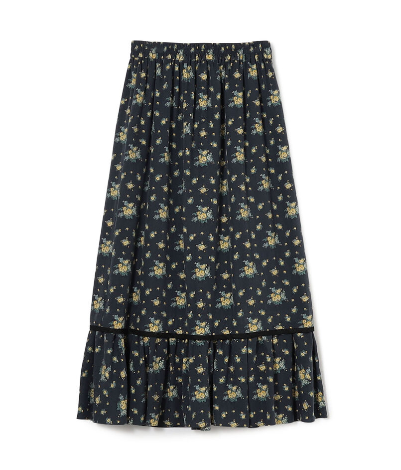 レーヨンプリント ティアードマキシスカート
