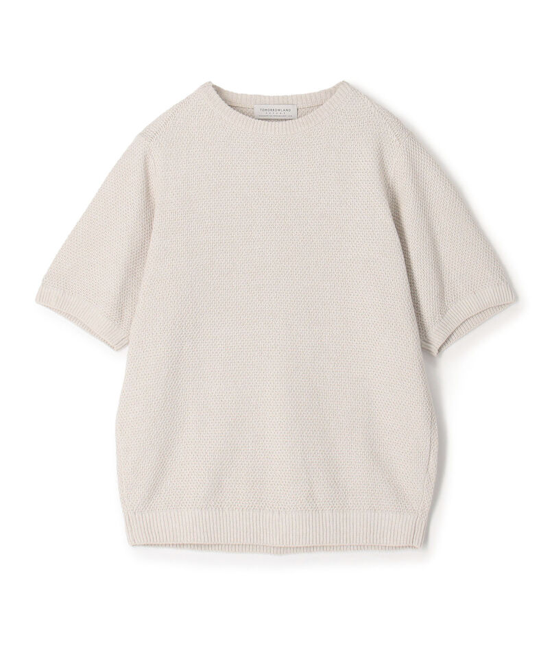 TOMORROWLAND tricot コットンリネン モスステッチ柄クルーネック半袖ニット