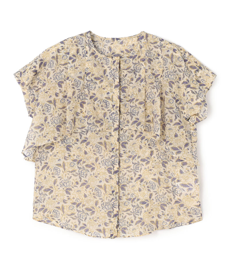 コットンポリエステルプリント レイヤードブラウス