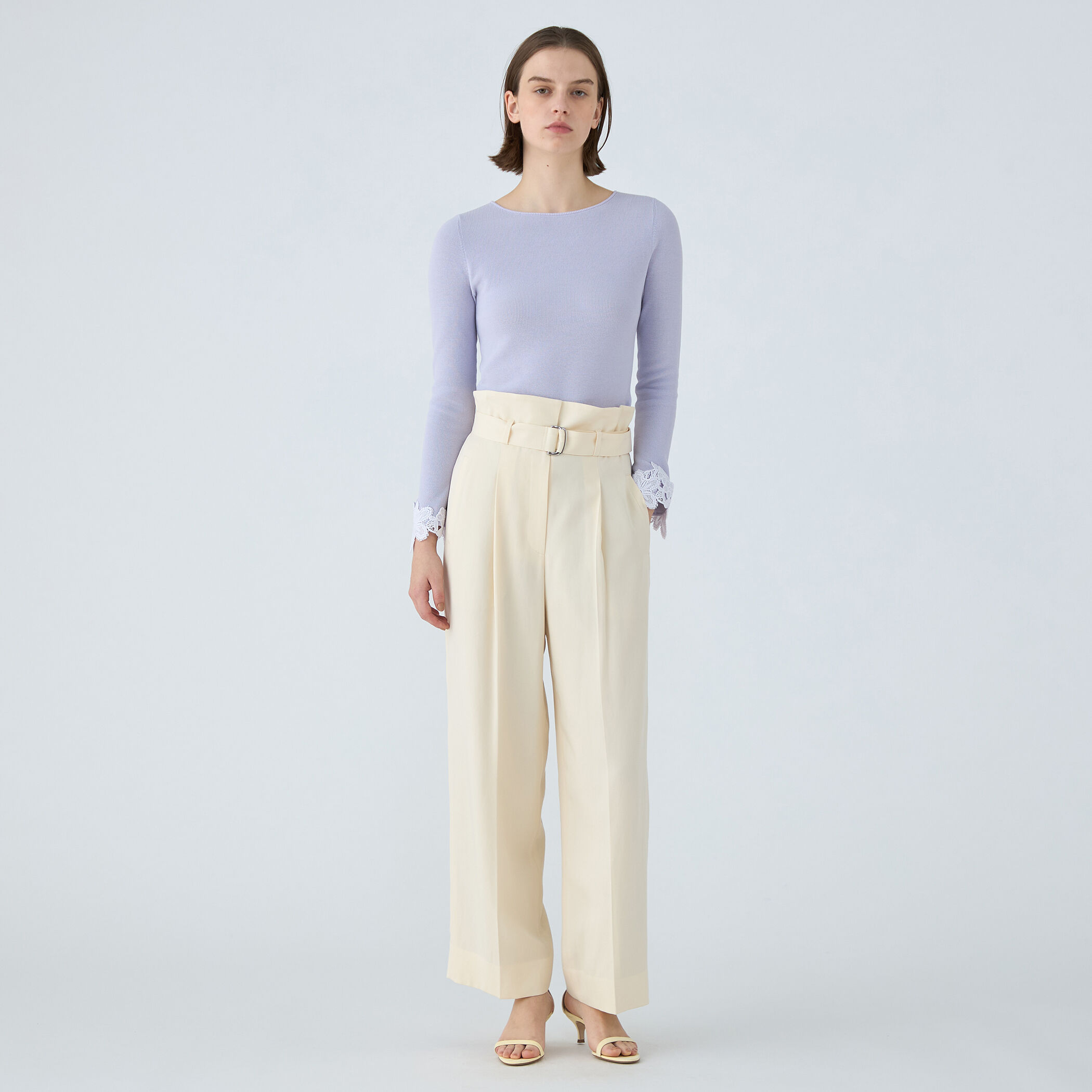 【Ballsey2023S/S 】セルロースリネンストレッチパンツスーツ セルロースツイル ハイウエストテーパードパンツ