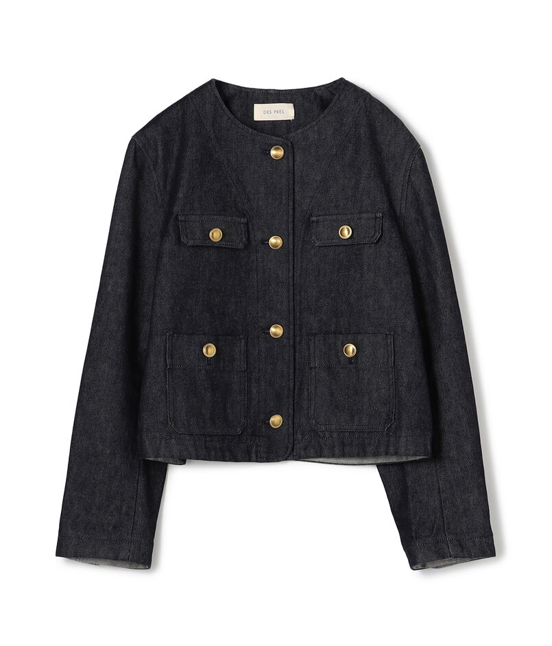 ハイデンシティーデニム クルーネックコンパクトジャケット