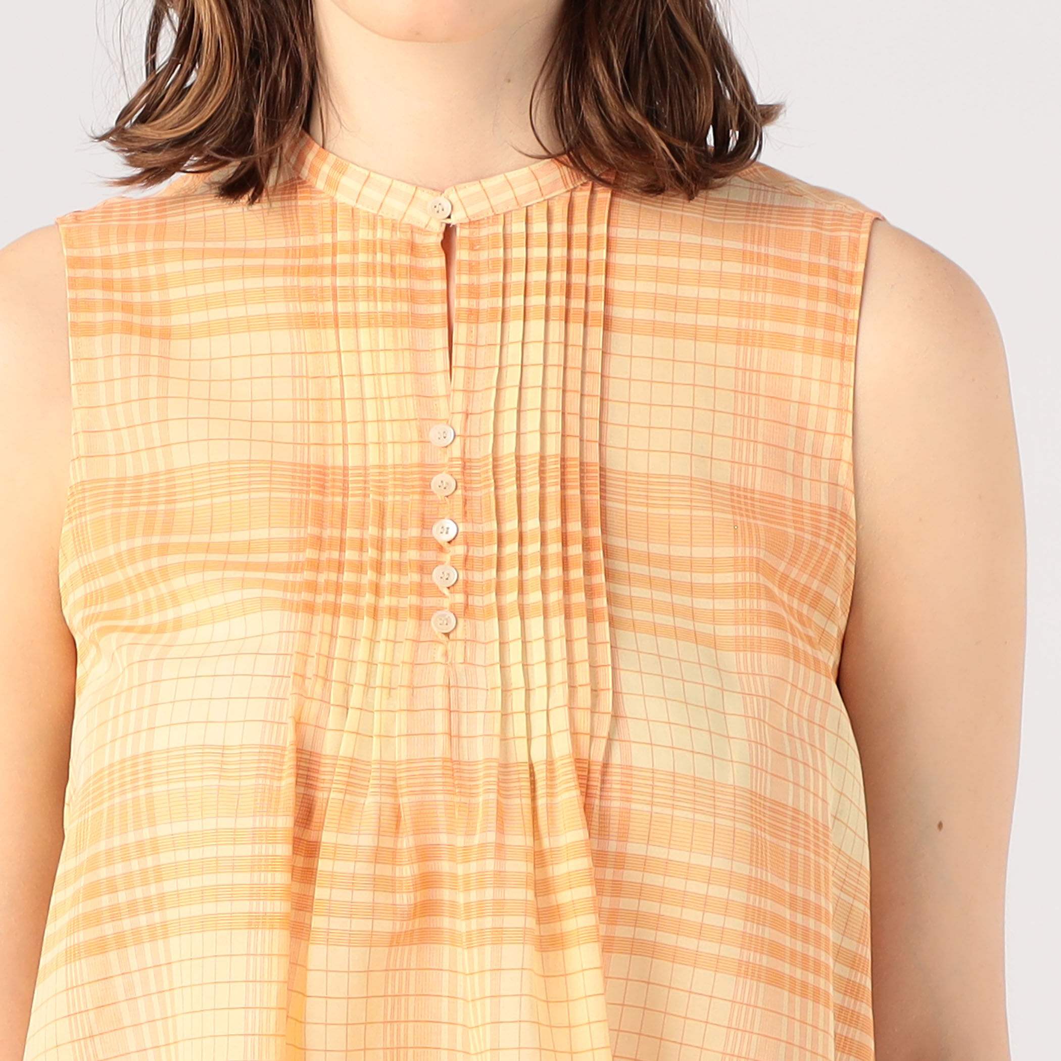 着用1回極美品 jan jan van essche コットンリネンノースリーブ Cotton-yuzen綿スラブシーチング金彩プリント6疋田春秋柄