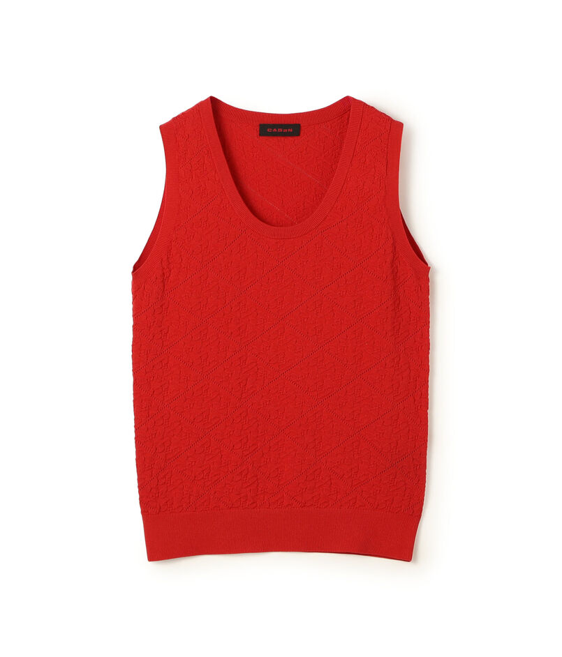 コットンポリエステル ダイヤレリーフノースリーブプルオーバー
