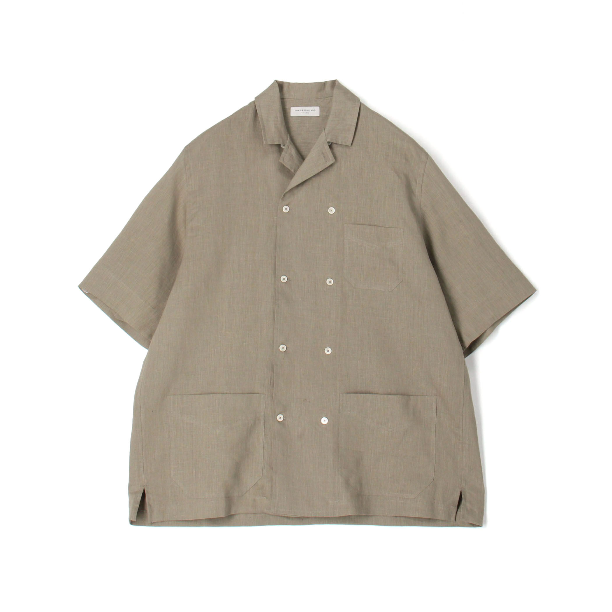 リネン ダブルブレステッド ハーフスリーブシャツ