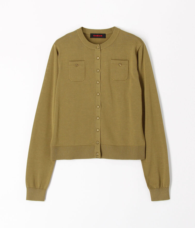 ■コットン ロングスリーブポケットカーディガン