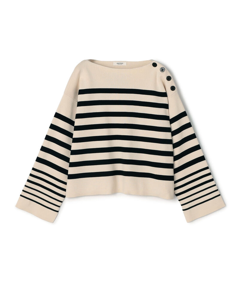 ■パネルボーダー ボートネックプルオーバー