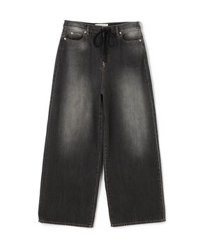 ブラックデニム ドローコードパンツ