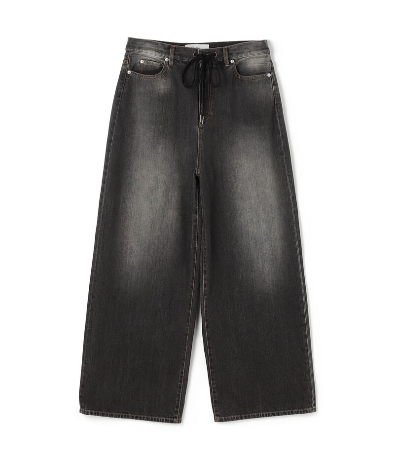 ブラックデニム ドローコードパンツ