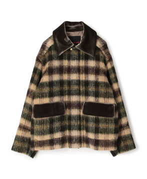 シャギーチェック ジップアップブルゾン