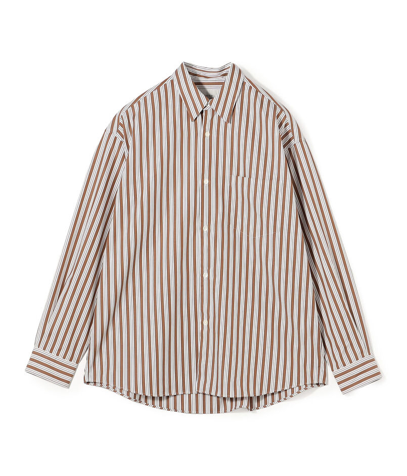 【店舗限定】コットンストライプ レギュラーカラーロングスリーブシャツ