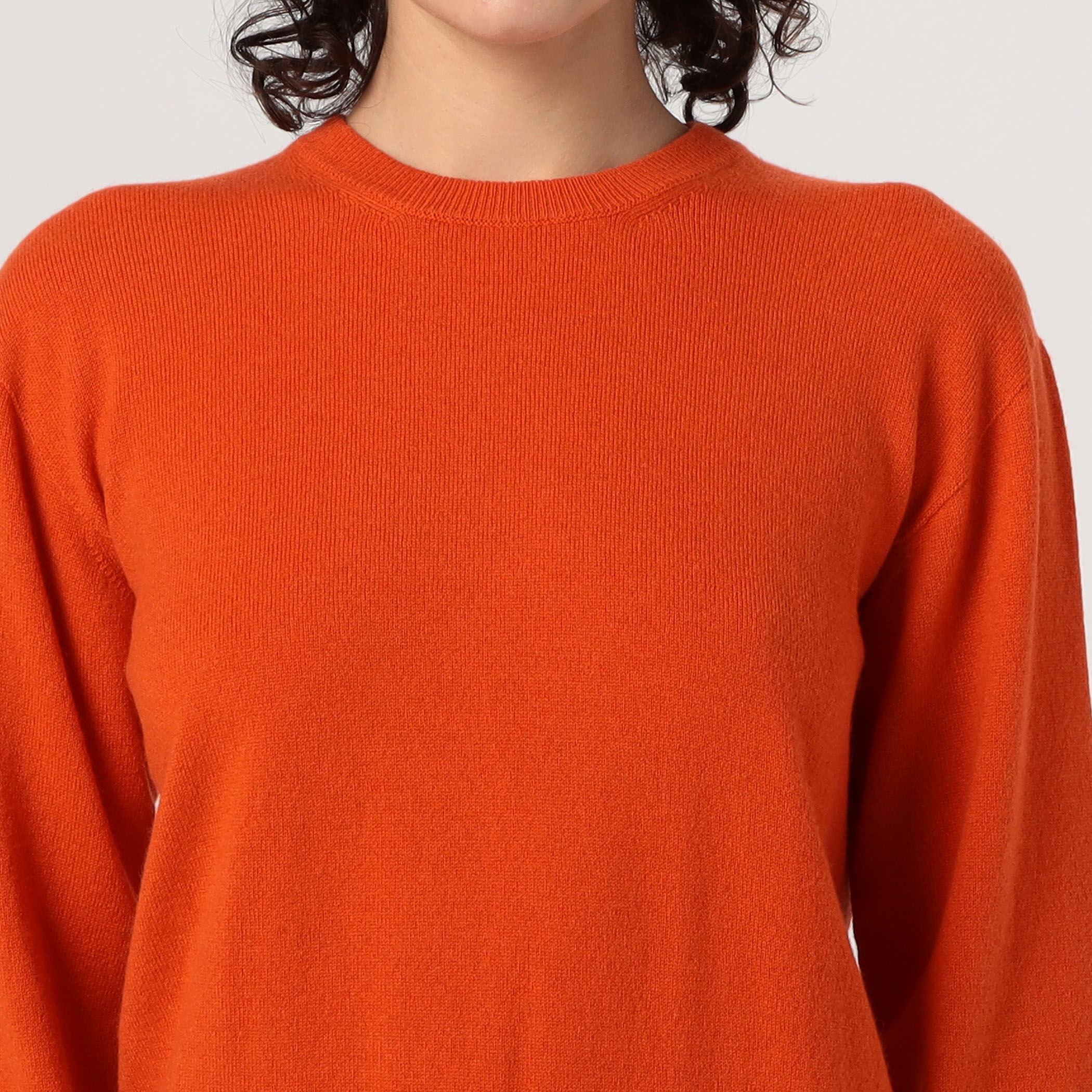 JIL SANDER / ジルサンダー | リブ切替 カシミヤ クルーネックニット | 36 | オレンジ | レディース JIL SANDER SWEATER CN LS クルーネック プルオーバーニット