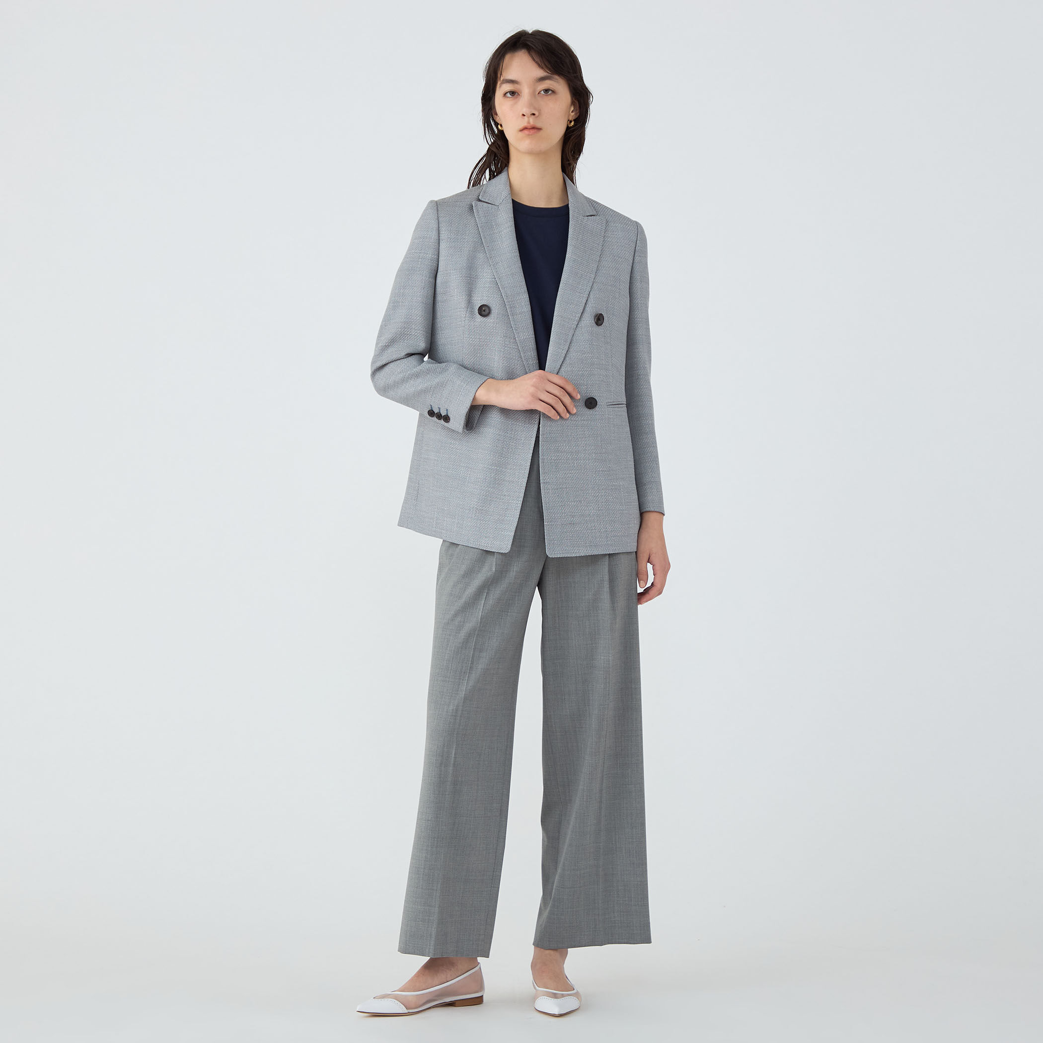 完売品⭐️トゥモローランド　ジャージーシェファード　ダブルブレストジャケット　36 TOMORROWLAND｜シックシェファード ダブルブレストジャケット