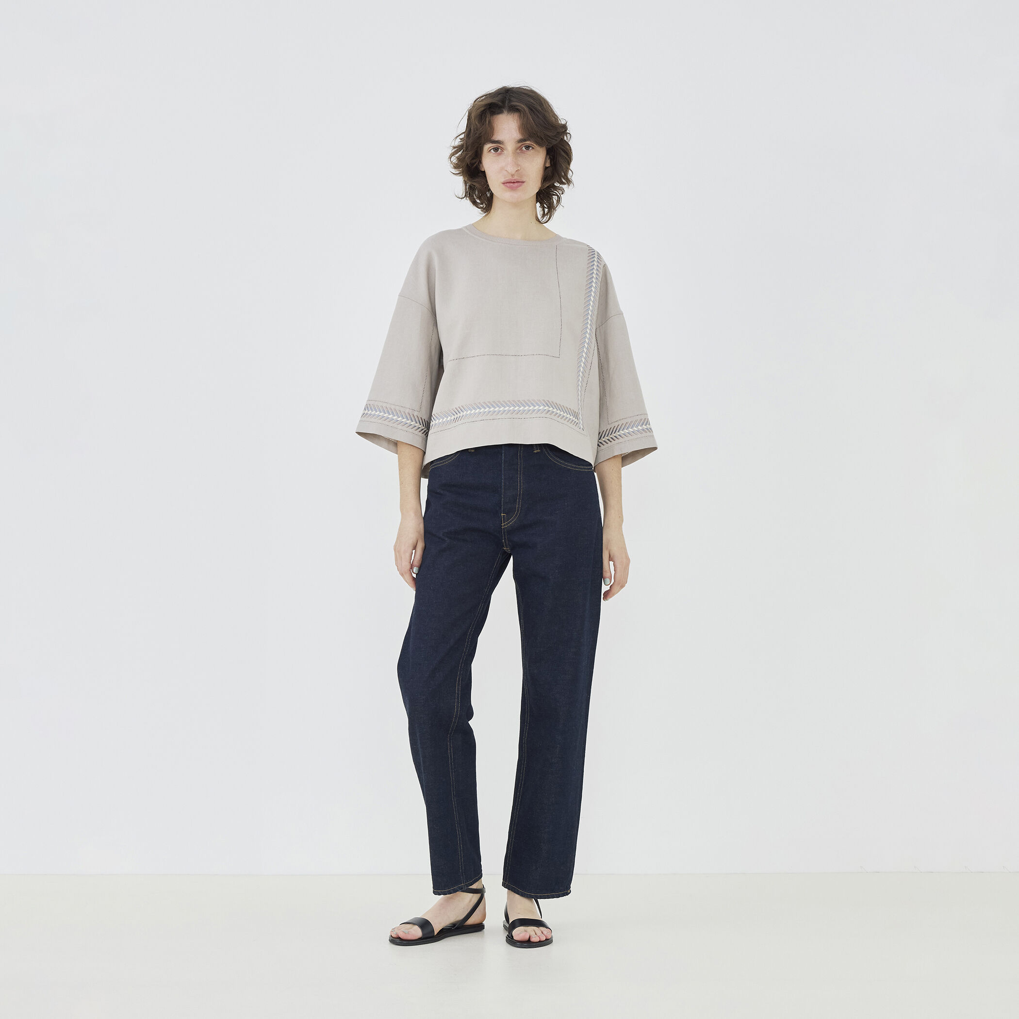 WEB先行予約】フレンチリネン クルーネックブラウス｜トゥモローランド