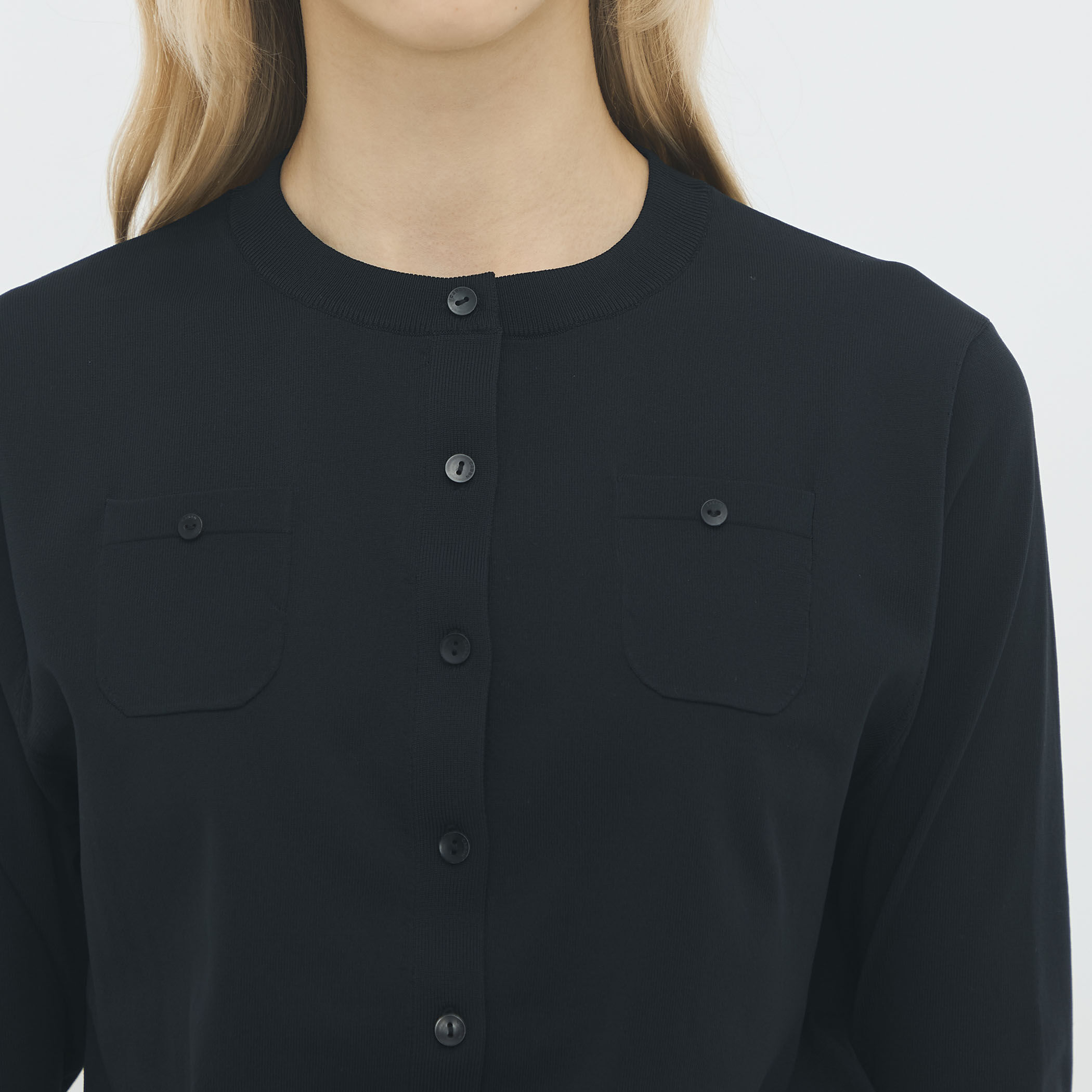 ファインポリエステル ハーフスリーブポケットカーディガン