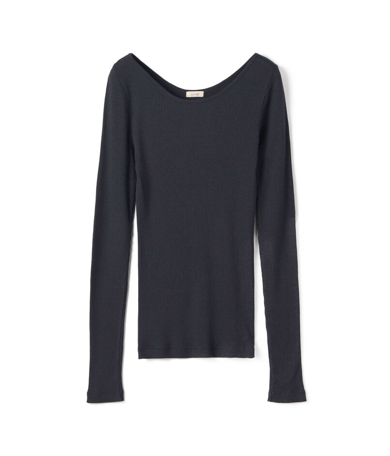 シルクコットンリブ ラウンドネックプルオーバー