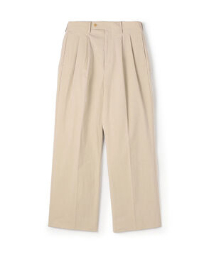 コットンナイロンツイル 2タックワイドストレートパンツ